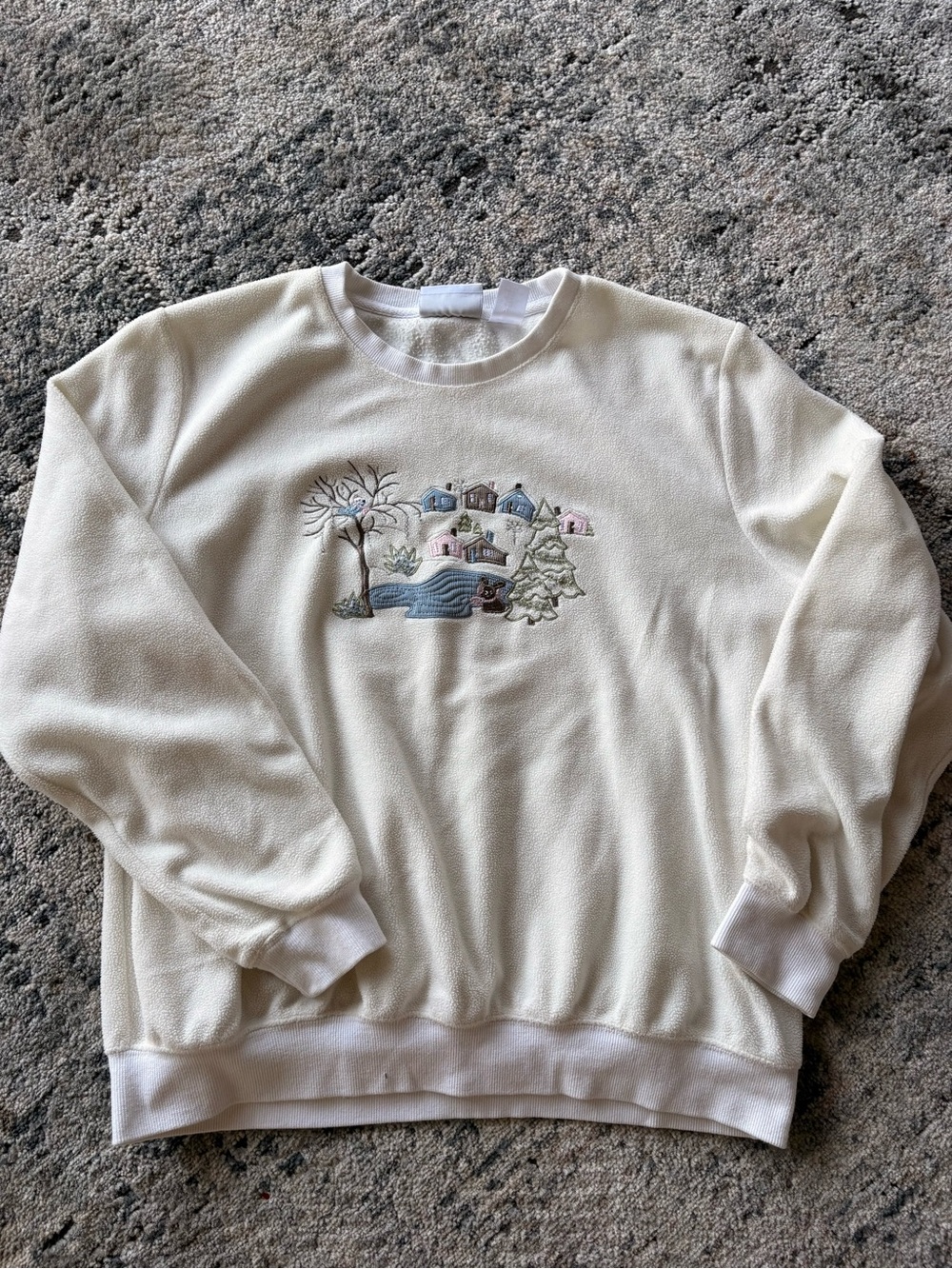 ❄️ Alfred Dunner Winter Village Embroidered Fleece Sweatshirt Women’s XL